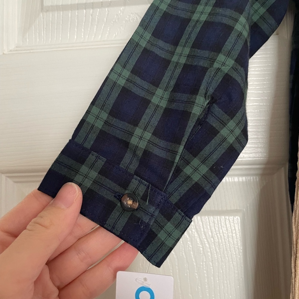Carter's Green Plaid Button Up Bodysuit with Tan Pants and Grey Bowtie NWT 24mo - Picture 8 of 9